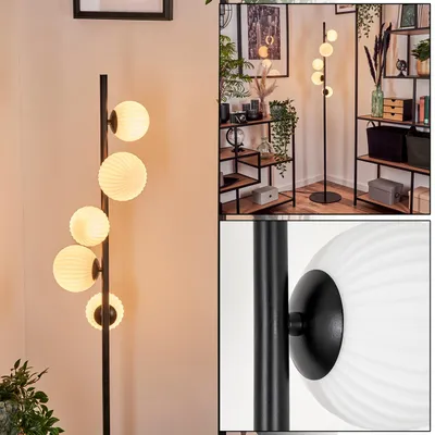 Produktbild von Garaguso Stehlampe aus Metall/Riffelglas in Schwarz/Weiß