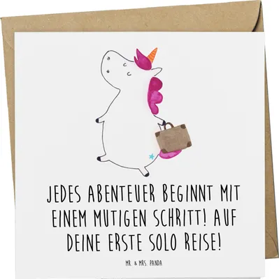 Produktbild von Mr. & Mrs. Panda Grußkarte Alleine Reisen Unternehmen - Weiß - Geschenk, allein, Abenteuer, Zuversicht, innere Stärke, Lebenshilfe, anlasskarte, Freiheit, Vertrauem