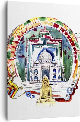 Produktbild von Bild auf Leinwand - Leinwandbild - Einteilig - Elefanten Indien Religion Kultur - 70x100cm - Wand Bild - Wandbilder - Leinwanddruck - Wanddekoration - Leinwand bilder - Wandbild - PA70x100-2980