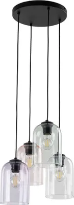 Produktbild von Hängeleuchte Metall Glas B: 38 cm H: max. 150 cm Schwarz Mehrfarbig E27 4-flammig Modern