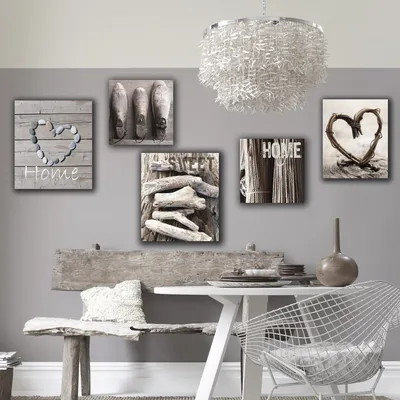Produktbild von Art for the Home Leinwandbilder Trautes Heim SET 5-Teilig Wanddeko Schlafzimmer Wohnzimmer 80x60 cm