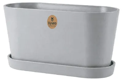 Produktbild von Vyveo - Blumentopf Varda mit Untersetzer - Hellgrau - 18x10x11