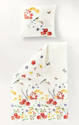 Produktbild von BIERBAUM MAKO SATIN BETTWÄSCHE 135x200cm 2 tlg. BLUMEN WIESE SCHMETTERLING