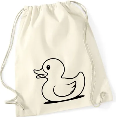Produktbild von Huuraa Turnbeutel Gummiente Silhouette 12 Liter Natural Baumwolle Rucksack Geschenkidee