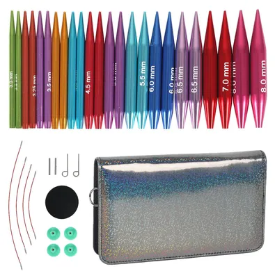 Productafbeelding van Uitwisselbare set rondbreinaalden - 12 paar breinaalden met opbergtas en accessoires
