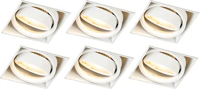 Produktbild von QAZQA - Modern 6er Set Einbaustrahler weiß GU10 schwenkbar randlos - Oneon I Wohnzimmer I Schlafzimmer - Stahl Quadratisch - LED geeignet GU10