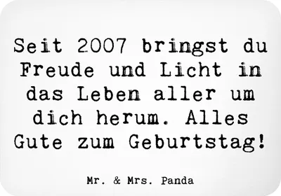 Produktbild von Mr. & Mrs. Panda magnet Spruch 2007 Geburtstag - Weiß - Geschenk, Alter, Happy Birthday, zettelhalter, Jubiläum, Glückwunsch, Leben, rechteckmagnet, feiern, küchenmagnet