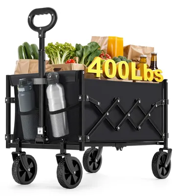 Produktbild von Faltbare Handkar - Tragfähigkeit bis 150 kg - 4 Räder - 90 Liter Volumen - Schwarz