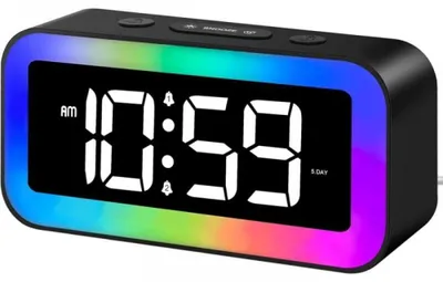 Produktbild von Digitaler Wecker, Kinderwecker mit 7-farbigem Nachtlicht, LED-Digitaluhr, Wecker für Teenager, mit 2 Weckmodi, einstellbarer Helligkeit, Schlummerfunktion, Sprachsteuerung, 12-/24-Stunden-Anzeige, USB-Anschluss