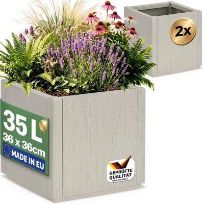 Immagine prodotto di CASARIA 2x Fioriera Ethica 35 L, quadrata, 36x36x35 cm, fioriere per piante