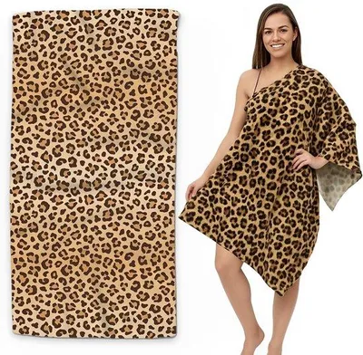 Produktbild von Unyqoos® Mikrofaser Strandtuch & Badetuch 90×180 cm, 100% Mikrofaser – schnell trocknend, saugfähig, leicht, Leopardenmuster, ideal für Urlaub, Sport & Camping