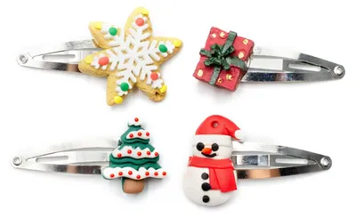 Produktbild von 4er Set Weihnachten Haarspangen Miniblings Zimtstern Päckchen Schneemann Baum
