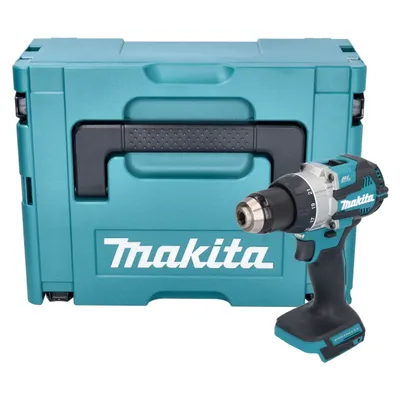 A teal Makita tool case and a cordless drill are shown against a white background.