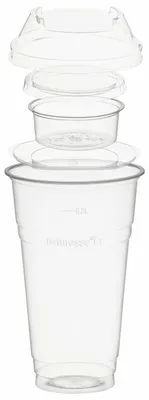 Produktbild von 100x Trinkbecher 500ml+Domdeckel+ 90ml Einsatzbecher stapelbar PLA