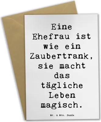 Produktbild von Mr. & Mrs. Panda Glückwunschkarte Spruch Magische Ehefrau - Weiß - Geschenk, vatertagskarte, für, einladungskarten, Liebe zur, Freude, dankeskarten, Familie, Grußkarte