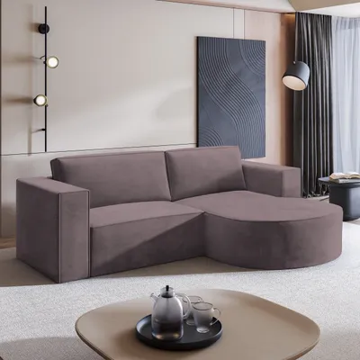 Produktbild von Masseno Ecksofa SORELA M R-S mit Schlaffunktion L-Form, Sofa mit Bettkasten, Wohnzimmersofa, Couch, Soffa, Bettsofa, Couchgarnitur- Lila, MONOLITH 62