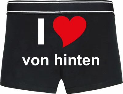 Produktbild von Boxershorts - Mann - Boxer-0004-man-black-h-S - schwarz - S - hinten - I LOVE liebe von hinten - lustiges Motiv - Spruch - Unterwäsche - Unterhose - Freizeit - lustig
