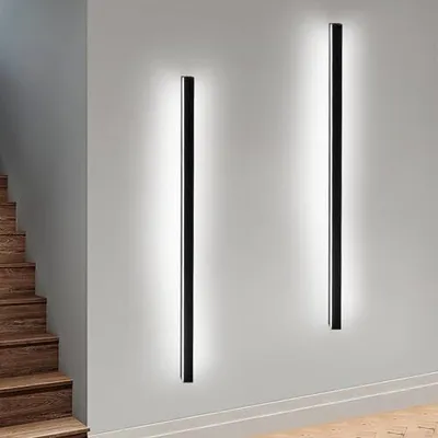Zdjęcie produktu dla ZMH LED kinkiet wewnętrzny czarny - 100CM 2szt oświetlenie ścienne salon nowoczesny przedpokój lampa ścienna 32W sypialnia lampa metalowa schody oświetlenie zimna biel do przedpokoju salon kuchnia hotel