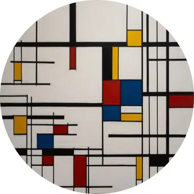Zdjęcie produktu dla Obraz abstrakcyjny "Koło" - styl Mondriana - 90x90 cm