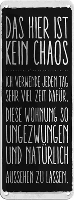 Produktbild von vianmo Blechschild 27x10 cm Wohnung hier ist kein Chaos Spruch Zitat