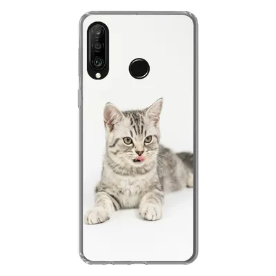 Produktbild von MuchoWow® Handyhülle Schutzhülle Hülle für Huawei P30 Lite Kitten - Weiß - Sohle - Mädchen - Kinder - Jungen - Kind Silikon Softcase Handy Hülle - Handyhülle