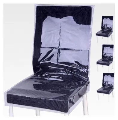 Produktbild von 4 Stück Stuhlhussen aus Kunststoff, 58,4 x 53,3 x 45,7 cm, wasserdicht und staubdicht, transparente Esszimmerstuhlhussen, strapazierfähig für Zuhause, Büro, Möbelgeschäft