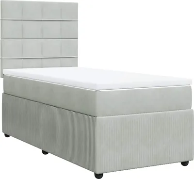 Image de vidaXL Lit boxspring avec matelas gris clair 90x190 cm velours