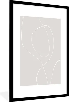 Produktbild von MuchoWow® Gerahmtes Poster Linienkunst - Abstrakt - Pastell 60x90 cm - Poster mit Schwarzem Bilderrahmen Wandposter Rahmen Foto Bilder - Dekoration - Wandposter Wohnzimmer - Hochwertig