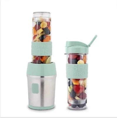Obrázek produktu pro Ruční mixér na smoothie se 2 nádobami o objemu 2×570 ml – přenosný mixér na smoothie s víkem na cesty – zelený