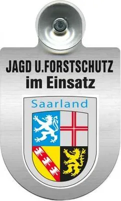 Produktbild von Einsatzschild für Windschutzscheibe incl. Saugnapf - Jagd + Forstschutz im Einsatz - Wappen nach Wahl - 309729- Color - Region Saarland