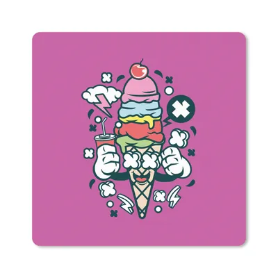 Produktbild von MuchoWow® Mauspad Mousepad Eiscreme - Vintage - Becher 20x20 cm - Mousepads - Maus Mat - Pad - Mausunterlage - Desk Mat - Bureauartikeln
