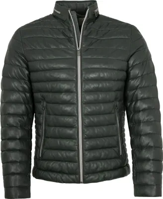 Produktbild von Milestone - Herren Lederjacke Steppjacke Lammnappa dunkelgrün : 58