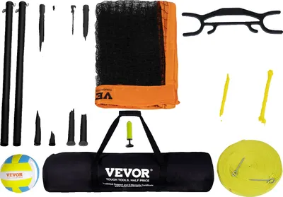 Image de Système de filet de volley-ball portable, poteaux réglables en hauteur, kit complet avec pompe, 1,75 pouces