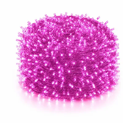 Zdjęcie produktu dla 100M 1000LEDs 8 Modes Fairy Lights Power LED Christmas Fairy Lights Transparent Cable Room Decoration Light Party Garden Christmas Tree Lighting, Pink