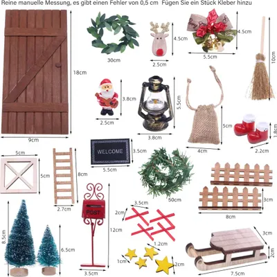 Produktbild von 28er Wichteltür Set,Wichteltür Zubehör Weihnachten,Weihnachtswichtel Tür Holz,Miniaturwichtel Zubehör Tür,Wichtel Zubehör Weihnachten