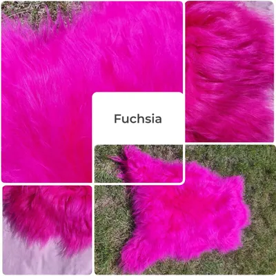 Produktbild von Premium Island Lammfell Schaffell Bunt Gefärbt Weich Fell Teppich Multicolor Fuchsia 30x30cm rund