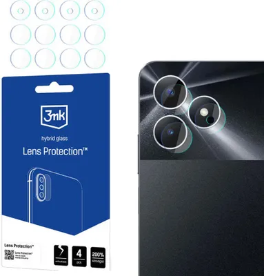Produktbild von 3mk Hybridglas Lens Protection für Realme Note 50 Kamera Objektiv Kameralinse 0,16mm 6H (4 Stück)