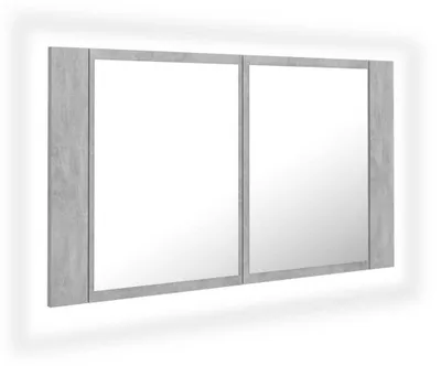 Produktbild von Spiegelschrank mit RGB LED Beleuchtung Badschrank Badezimmerschrank Wandspiegel Badspiegel für Bad Badezimmer mit Ablagefächern 80x12x45 cm Betongrau