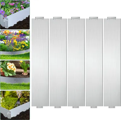 Produktbild von Clanmacy Rasenkante Metall Beeteinfassung Beetumrandung Mähkante Palisade Beetrand 100x15cm 45m