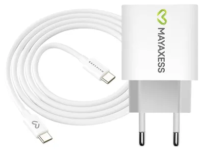 Obrázek produktu pro Mayaxess, 20W napájecí adaptér pro iPhone 15 Plus + kabel USB-C 1 m, bílý