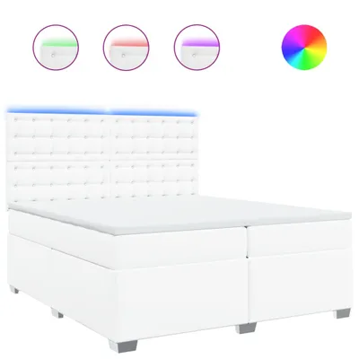 Produktbild von Boxspringbett mit Matratze Weiß 200x200 cm Kunstleder
