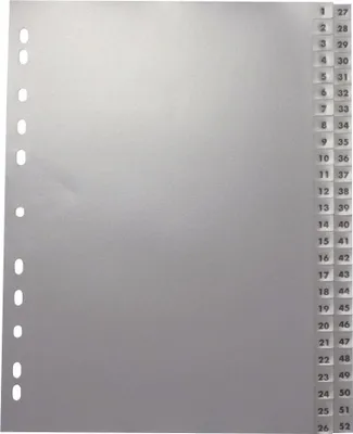 Obrázok produktu pre 1117 Číselník - 1 - 52, PP, A4, 52 listov, 2 priehradky, sivá farba