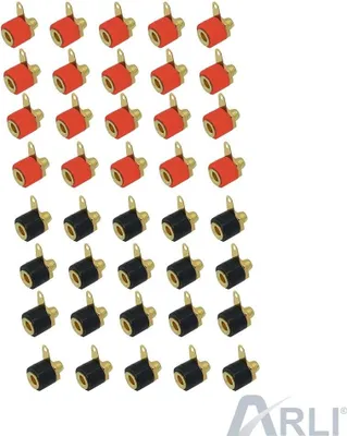 Produktbild von 40x ARLI Bananenbuchse mit Lötfahne vergoldet 4 mm² 20x rot + 20x schwarz Set