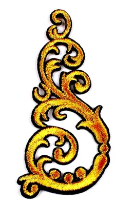 Produktbild von Bügelapplikation in Gold und Schwarz, 8,5 x 4 cm