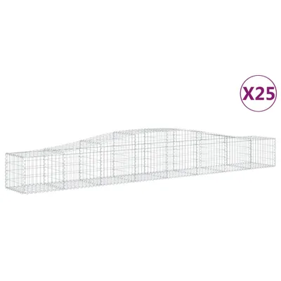 Productafbeelding van vidaXL Gabionen met boogvorm, 25 stuks, 400x50x40/60 cm, verzinkt staal