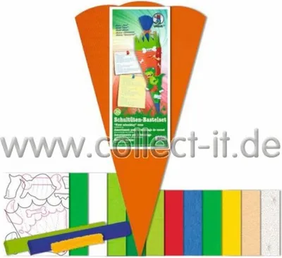 A craft kit for making a school cone, featuring a dinosaur theme.