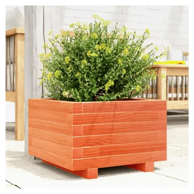 Produktbild von Pflanzkübel Wachsbraun 40x40x26,5 cm aus massivem Kiefernholz, Blumentopf für Garten, Balkon und Terrasse