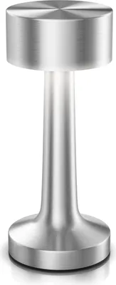 Produktbild von BEARWARE LED Tischleuchte, Tischlampe kabellos, Nachttischlampe, Pilzlampe, Leselampe, Schreibtischlampe, Edelstahl Leuchte stufenlos dimmbar, 3 Lichtfarben, Akku, Touch, Dimmfunktion, Ein-/Ausschalter, mehrere Helligkeitsstufen, LED fest integriert, Warmweiß, Neutralweiß, Kaltweiß