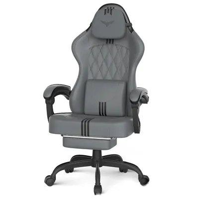 Produktbild von Verdego Gaming Stuhl, Ergonomischer Gaming Sessel, Leder PU, Bürostuhl Schreibtischstuhl, Chefsessel, Racing Stuhl Computerstuhl, Grau-Schwarz