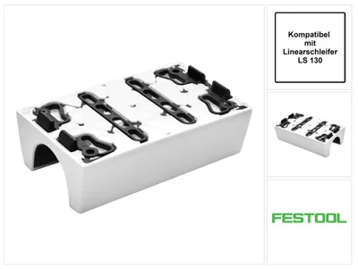 A white product with black accessories on a white background, with smaller inset images and text.